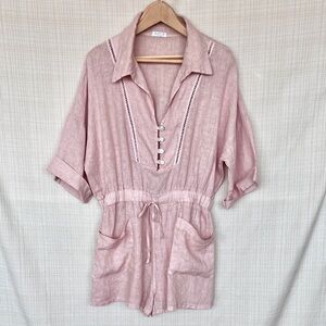 Vintage Linen Embroidery Made in Italy Light Pink Playsuit Suzy D London